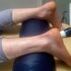 Shockwave therapy being applied to a patients heel